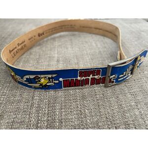 Vintage 1988 Nintendo Super Mario Bros Kids Belt Lee Blue Bonded Leather 20-22
